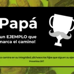 Imagen enfocada en el bienestar integral para papá, destacando su ejemplo y legado familiar con una cita de Proverbios 20:7.